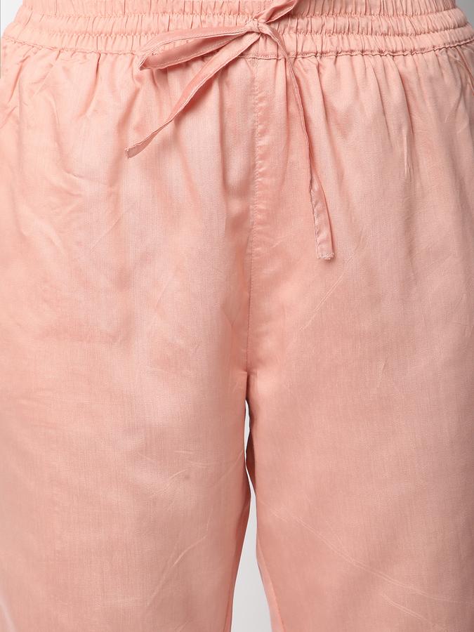 Women Viscose Tapered Drawstring Embroidered Trousers