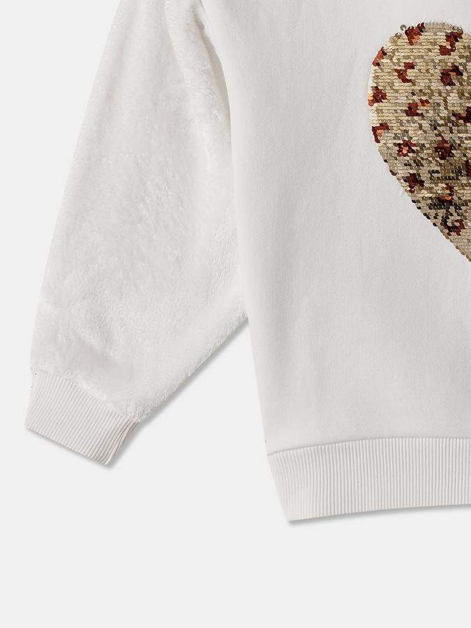 R&B Girls' White Embellished Sweatshirt