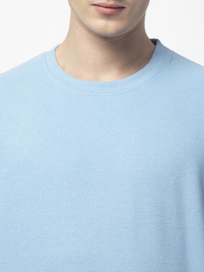 Men Cotton Blend Relaxed Fit Crew Neck Solid T-shirt