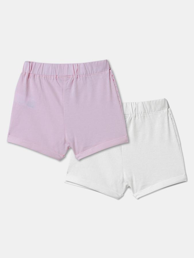 Girls Cotton Regular Fit Elastic Waist Cuffed Hem Shorts