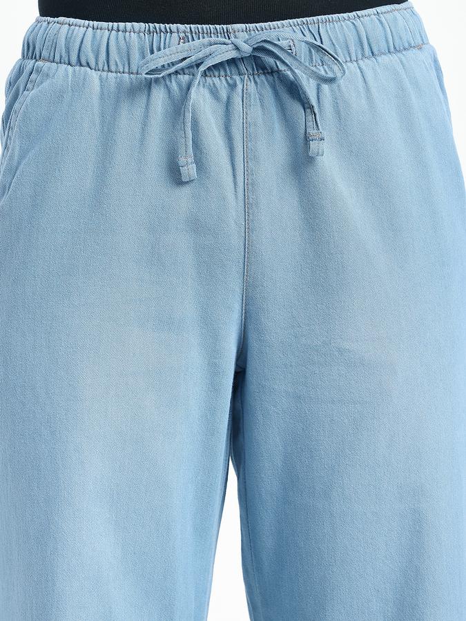 Women Cotton Wide Leg Mid Rise Solid Pants