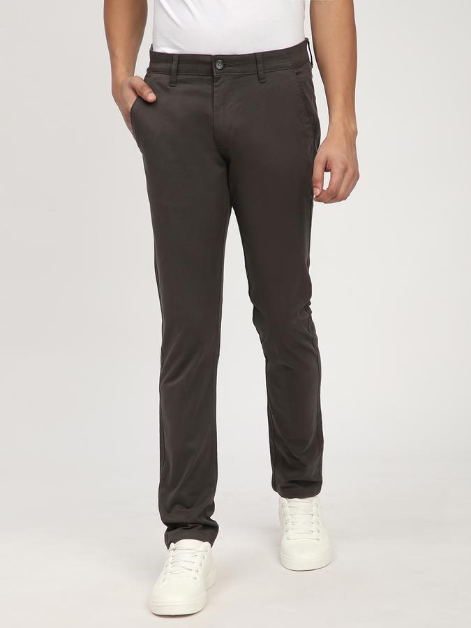 Men Cotton Skinny Fit Flat Front Solid Trousers