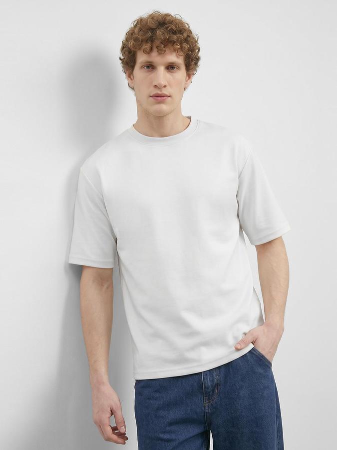R&B Beige Men Solid Short Sleeves Tshirt