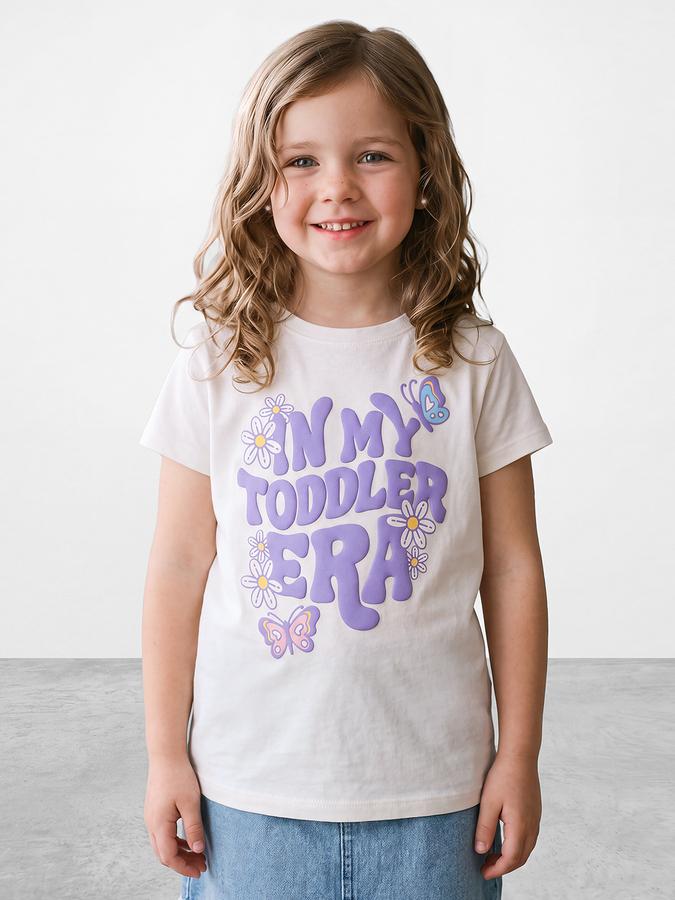 R&B Girls Cream Puff Typographic Print Short Sleeves Tshirt