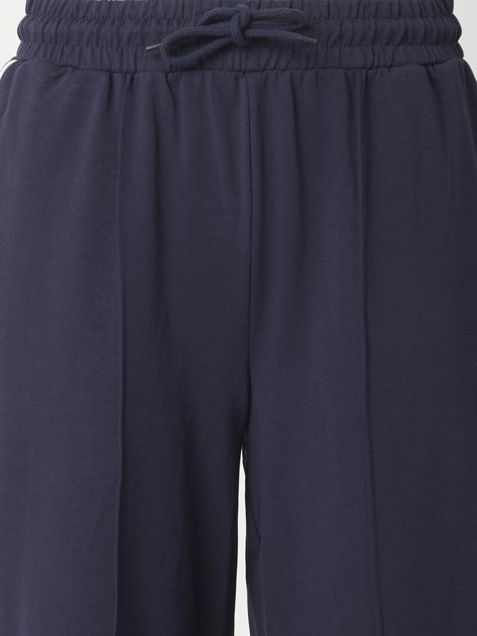 Women Cotton Regular Fit Drawstring Waist Solid Trackpants