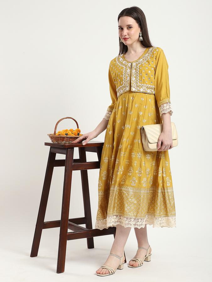 Women Viscose Embroidered Anarkali Ethnic Dress
