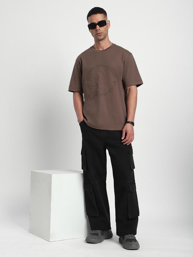 R&B Men's Brown Printed T-Shirt