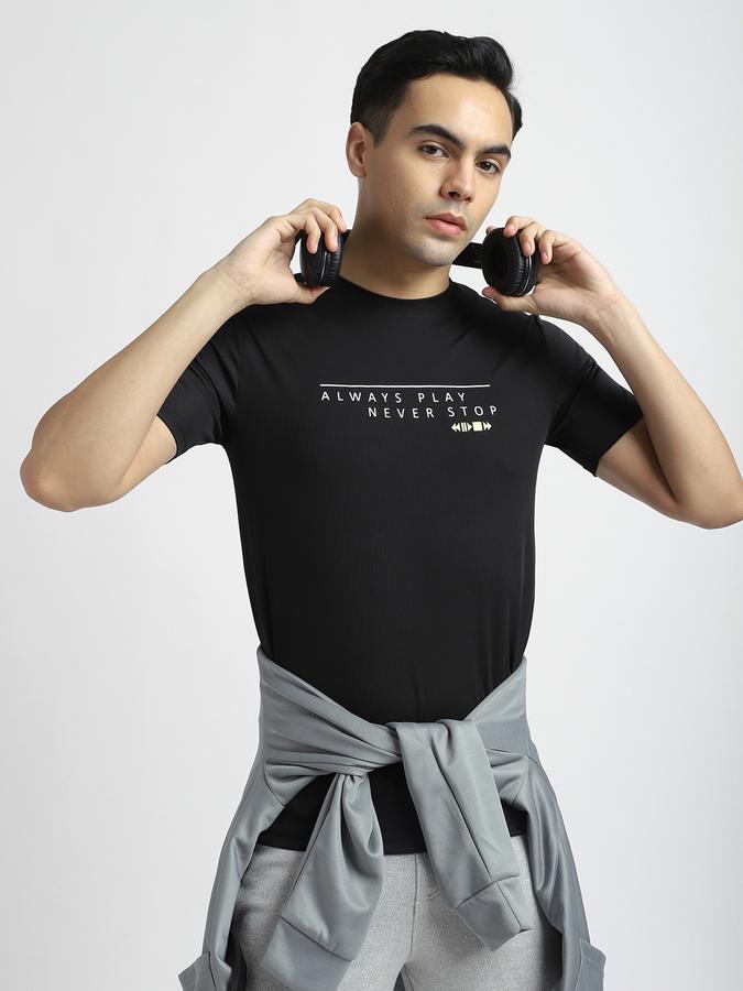 R&B Men's Black Printed T-Shirt