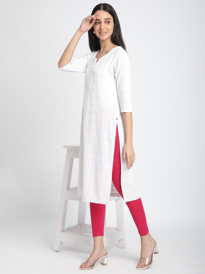 Women Cotton Lycra Elasticated Waist Full Length Solid Leggings