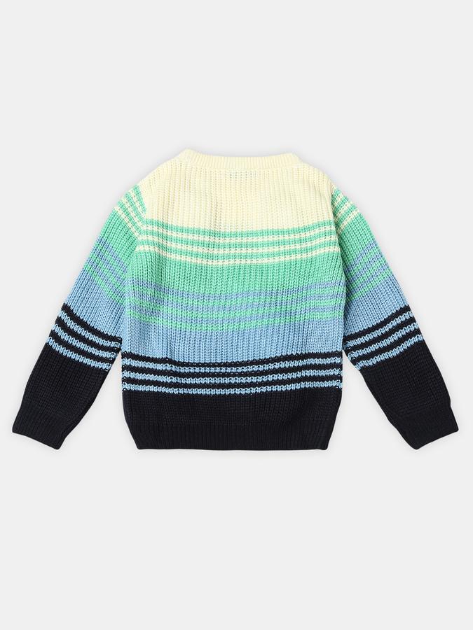 Boys Cotton Regular Fit Crew Neck Colour Block Sweatshirt