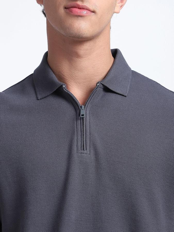 Men Cotton Regular Fit Polo Neck Solid T-shirt
