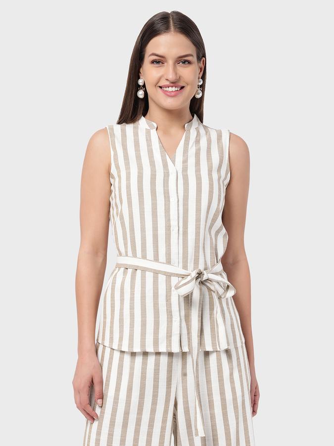 R&B Women's Striped Tie-Up Top