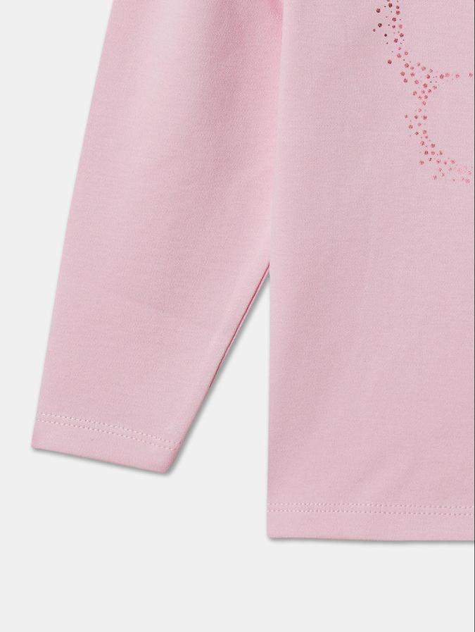 R&B Girls Pink Long Sleeves Printed Top