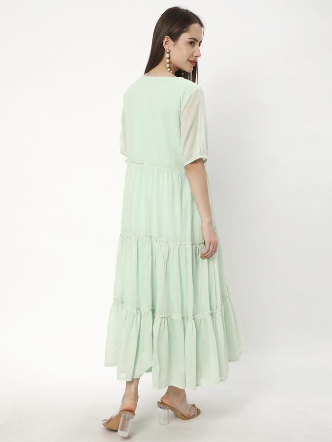 Women Georgette Embellished Tiered Ethnic Dress