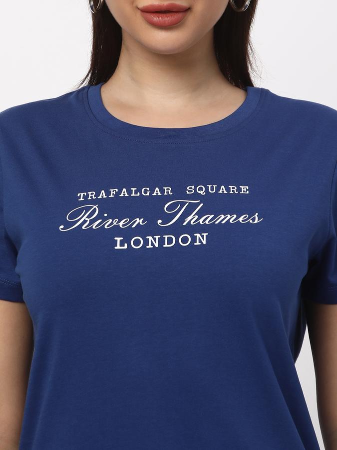 Women Typographic Print Round-Neck T-Shirt image number 3