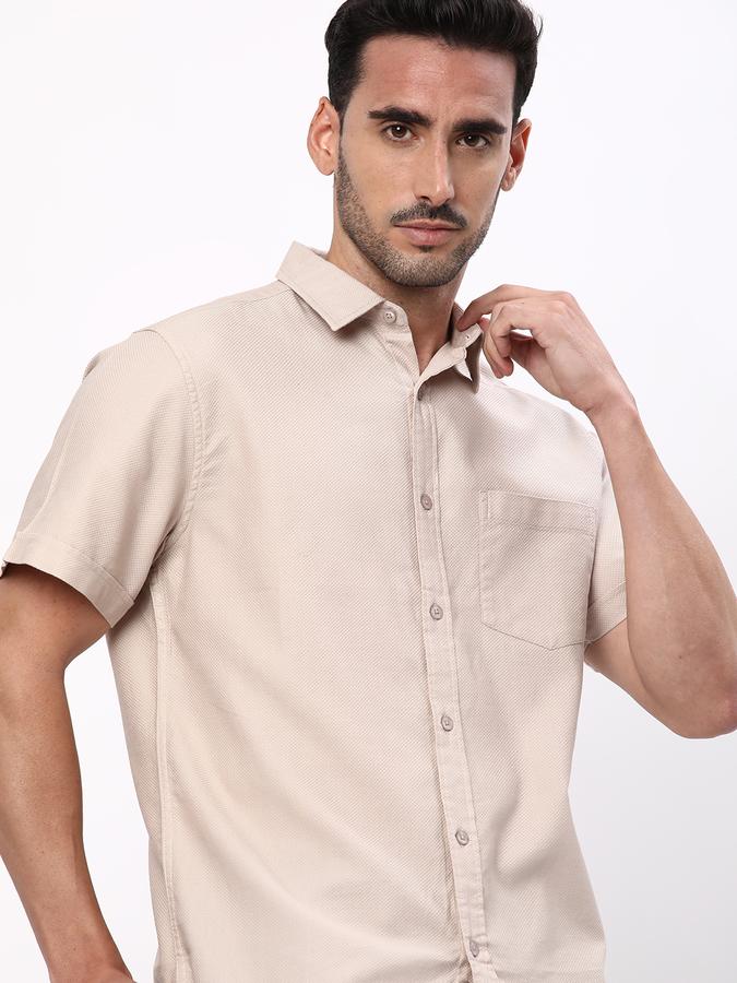 R&B Men Beige Casual Shirts