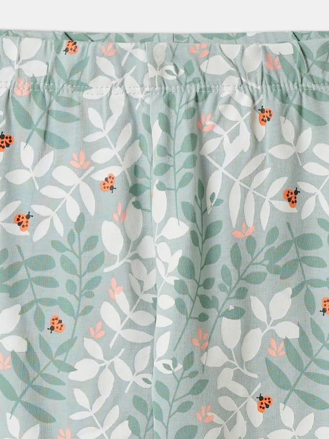 Girls Cotton Blend Skinny Fit Elastic Waist Printed Leggings