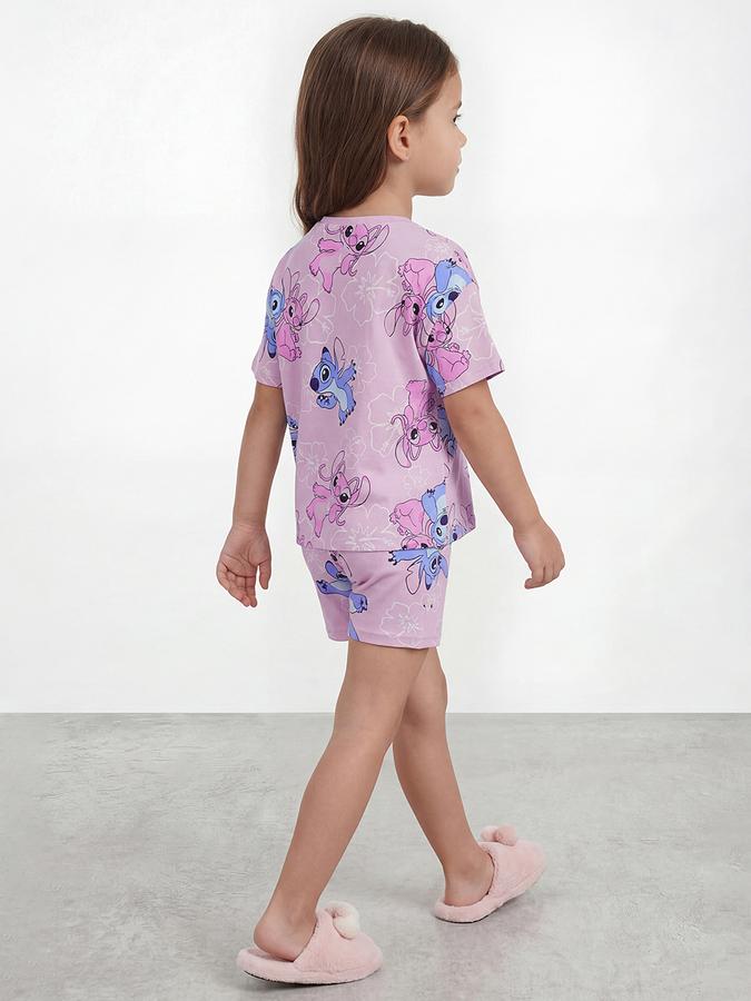 R&B Girl Pink Stitch Printed Cotton Blend Short Sleeves Clothing Set