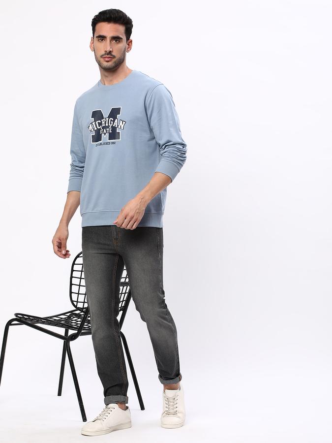 Men Cotton Regular Fit Crew Neck Graphic Sweatshirt