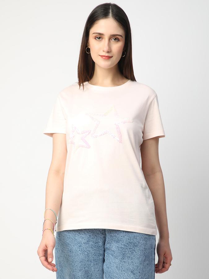 R&B Women Light Pink Graphic T-Shirt