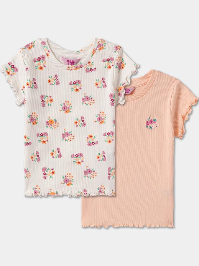 Girls Floral Regular Fit Short Sleeve Crew Neck T-Shirt