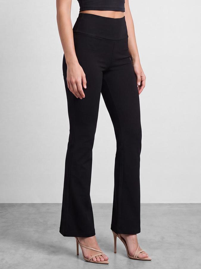 R&B Women Black Solid Mid Rise Casual Pant