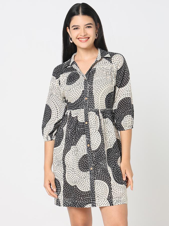 R&B Women's Black Printed Dress