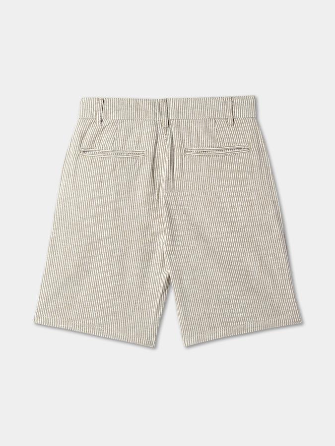 Boys Linen Blend Relaxed Fit Mid Waist Clean Hem Shorts