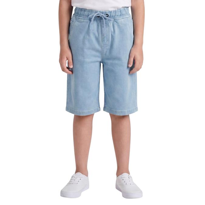 R&B Blue Regular Fit Solid Mid Rise Boys Shorts