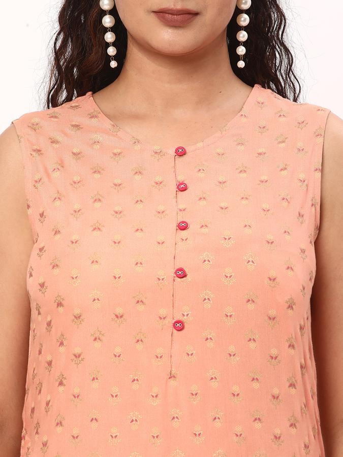 Women Floral Print No Darts Straight Kurta image number 2