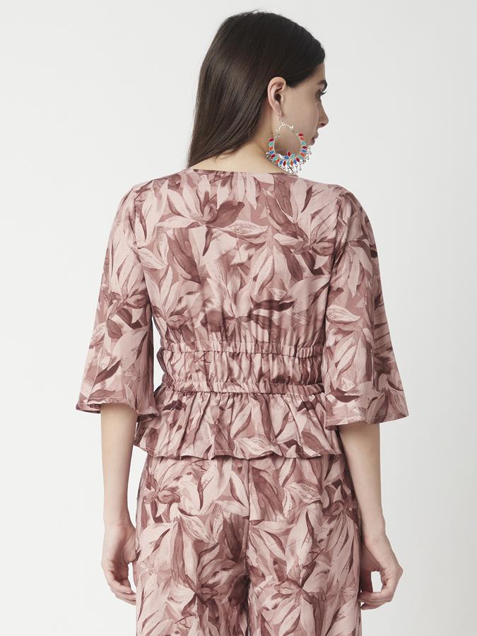 Women Viscose Peplum V Neck Printed Ethnic Top