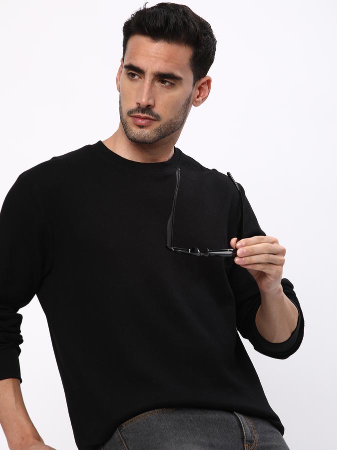 Men Cotton Regular Fit Crew Neck Solid Sweatshirt