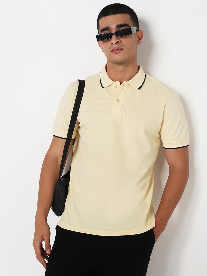 MENS Short Sleeves SOLID POLO WITH TIPPING COLLAR AND CUFF - DRY FIT