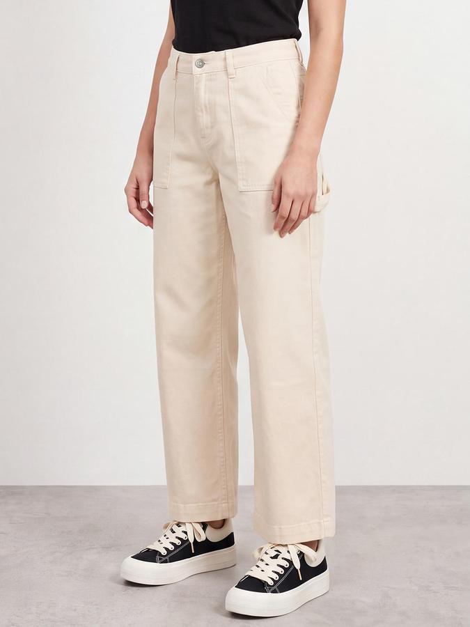 R&B Women Cream Wide Leg Denim Jeans