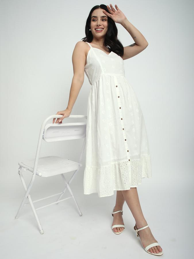 R&B Women's White Printed Dress