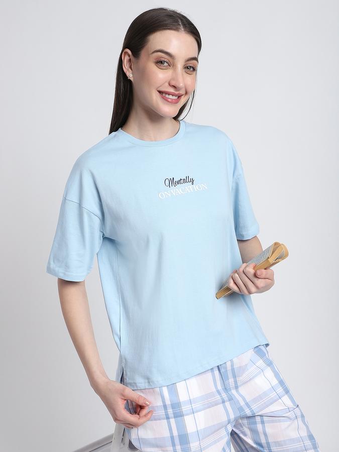 Boys Cotton Regular Fit Crew Neck Printed Sleepwear Set