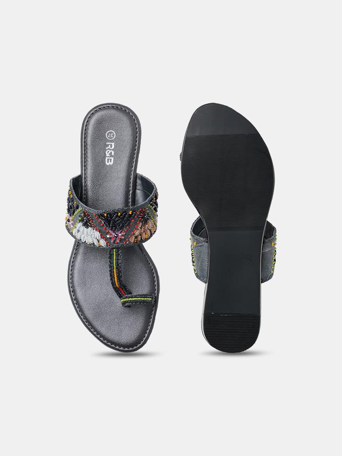 R&B Women Grey Flat Sandals image number 3