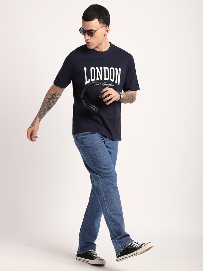 Men Cotton Relaxed Fit Crew Neck Graphic T-shirt