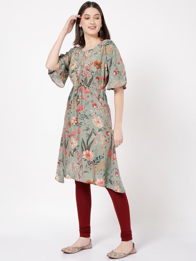Women Floral Print Flared Kurta image number 1
