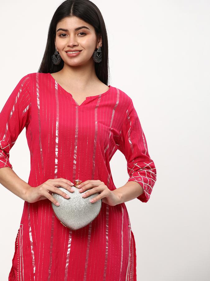 Women Striped Kurta & Trousers Set image number 0