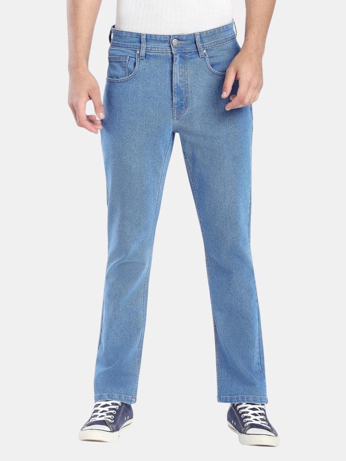 R&B Blue Straight Fit Men Mid Rise Jeans