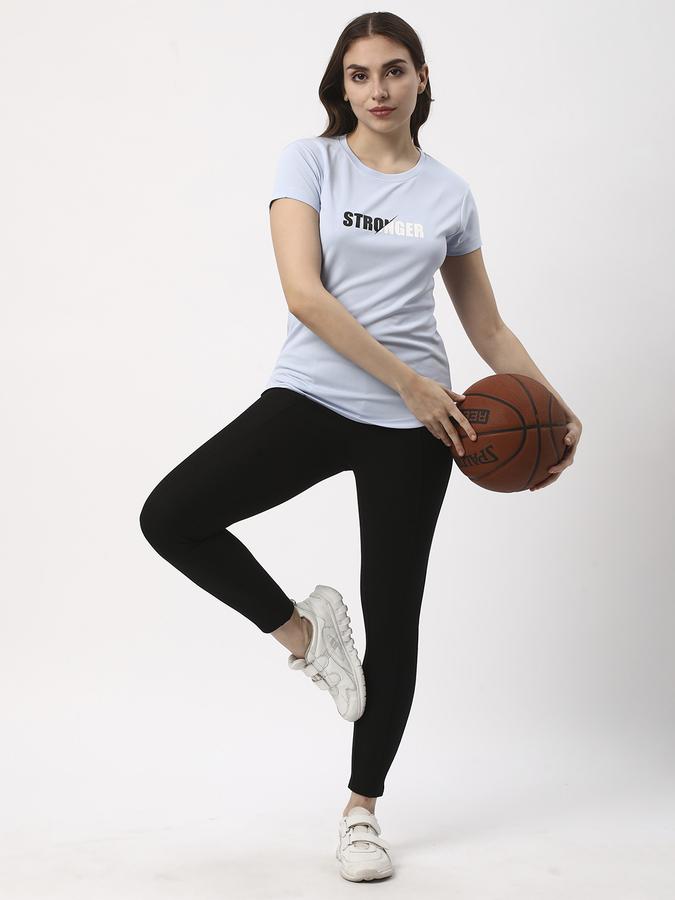 Women Typographic Print Regular Fit Round-Neck T-Shirt image number 1