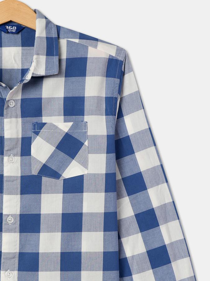 Boys Cotton Regular Fit Long Sleeve Checked Shirt