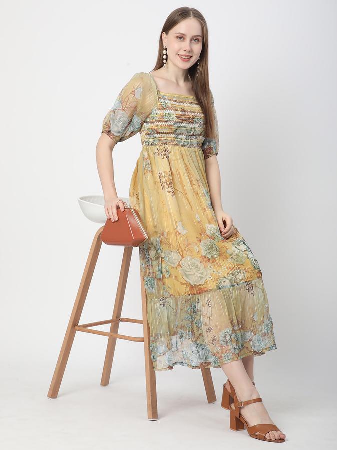 Women Georgette Floral Printed Empire Ethnic Dress