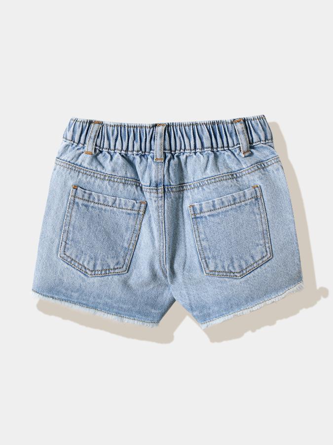 Girls Cotton Regular Fit Zip Fly Frayed Hem Shorts