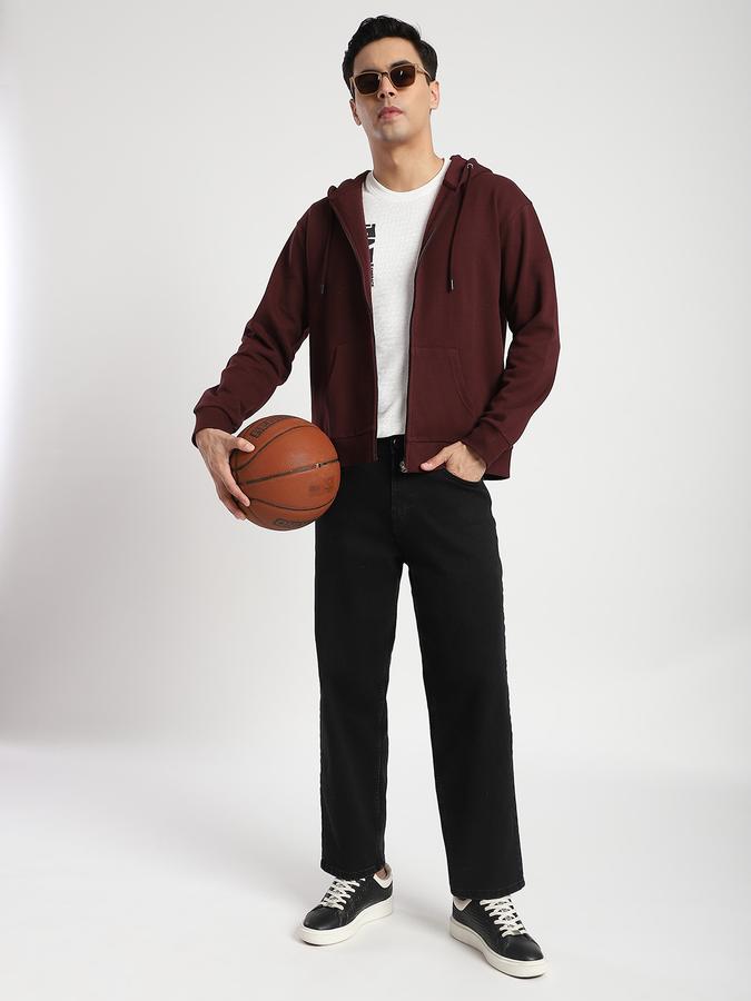 Men Fleece Regular Fit Hooded Jacket