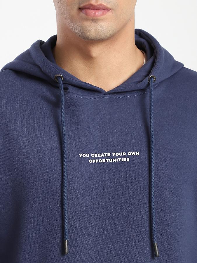 Men Fleece Regular Fit Hooded Graphic Sweatshirt