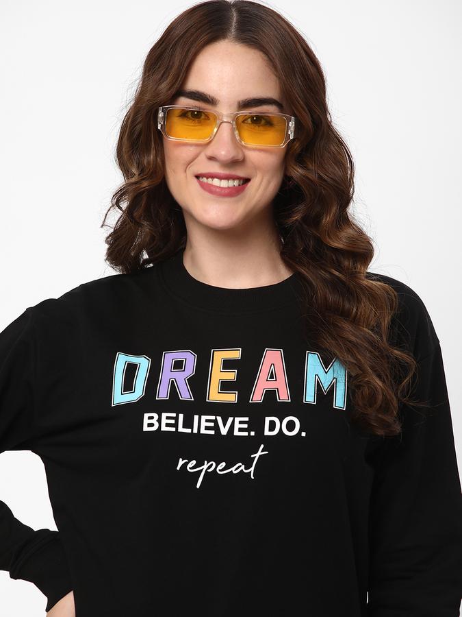 Women Cotton Regular Fit Round Neck Graphic Sweatshirt