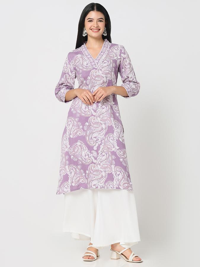R&B Women's Lilac Printed Kurta