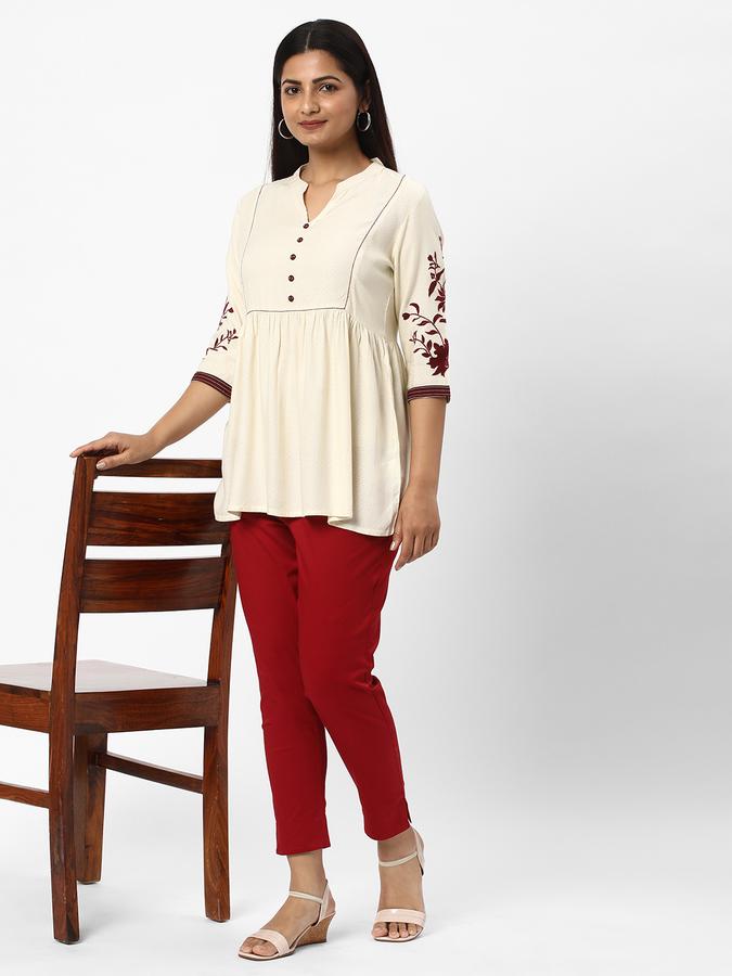 R&B Women's Solid Cotton Spandex Stretch Pant image number 1